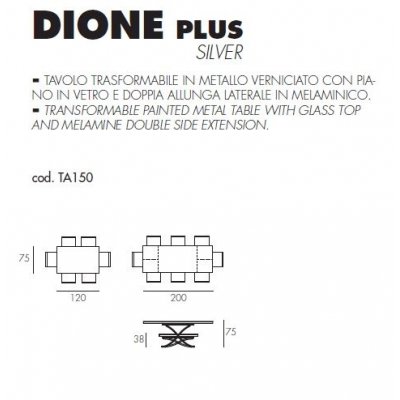  Dione Plus włoski ławostół :)  stół rozkładany ze szklanym blatem 