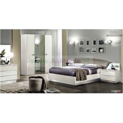 ONDA White - komplet meble do sypialni z tapicerowanym zagłowiem 160x200 w kolorze białym,