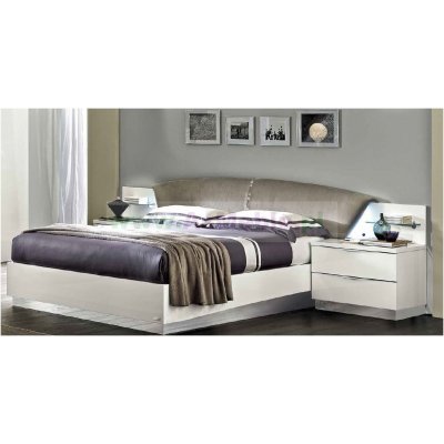  ONDA White - komplet meble do sypialni z tapicerowanym zagłowiem 160x200 w kolorze białym,