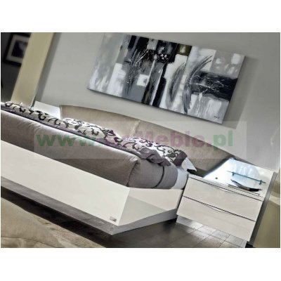  ONDA White - komplet meble do sypialni z tapicerowanym zagłowiem 160x200 w kolorze białym,