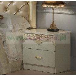 EVA BEIGE włoska szafka nocna w kolorze kremowym, wysoki połysk