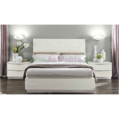  ONDA LEGNO - łóżko 180x200, meble włoskie Art Deco w kolorze białym
