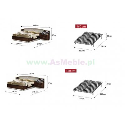  ONDA White - komplet meble do sypialni z tapicerowanym zagłowiem 160x200 w kolorze białym,