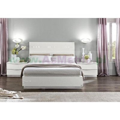  ONDA - łoże 160x200 ze schowkiem, meble włoskie Art Deco w kolorze białym