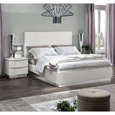  ONDA - łoże 160x200 ze schowkiem, meble włoskie Art Deco w kolorze białym