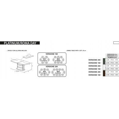  ROMA NOCE  -orzechowy stół  rozkładany w połysku 200+45 cm,  meble włoskie do salonu