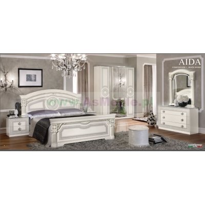 AIDA WHITE SILVER  meble do sypialni, włoska sypialnia z meandrem Versace,  włoskie meble stylowe
