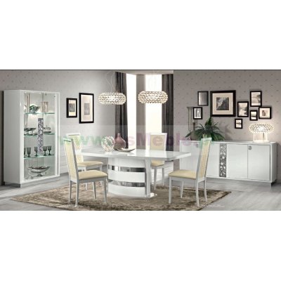  ROMA BIANCO GLAMOUR komoda biała bufet 4/D drzwi drewniane, wysoki połysk, meble włoskie