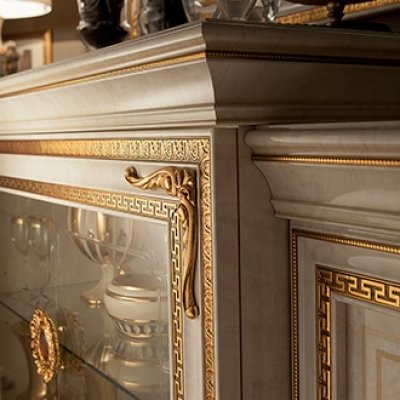  LEONARDO LUX BUFET 4/D DRZWI SZKLANE - ekskluzywny komplet do jadalni z meandrem Versace, włoskie meble