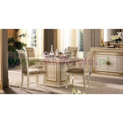  LEONARDO LUX Stół kwadratowy -  cm 120 + 40 x 120 -  ekskluzywny komplet do jadalni z meandrem Versace, włoskie meble