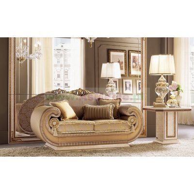 LEONARDO Sofa 2-osobowa z poduszkami   KAT - A -  ekskluzywny komplet do jadalni z meandrem Versace, włoskie meble