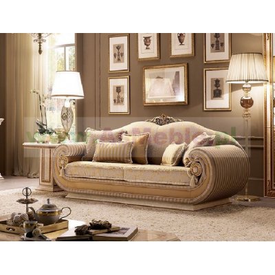 LEONARDO Sofa 3-osobowa z poduszkami   KAT -B -  ekskluzywny komplet do jadalni z meandrem Versace, włoskie meble