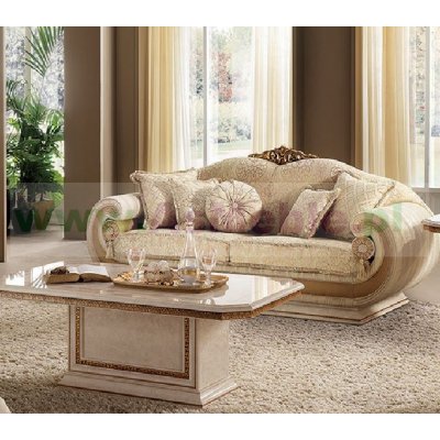  LEONARDO Sofa 3-osobowa z poduszkami   KAT - C/G  -  ekskluzywny komplet do jadalni z meandrem Versace, włoskie meble