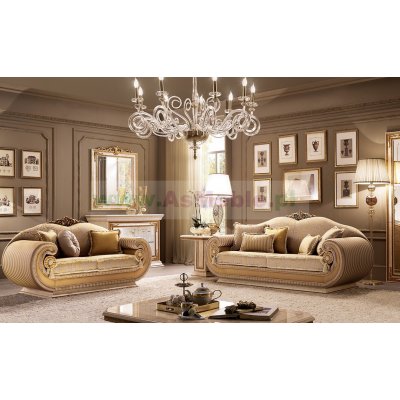  LEONARDO Sofa 3-osobowa z poduszkami   KAT - C/G  -  ekskluzywny komplet do jadalni z meandrem Versace, włoskie meble