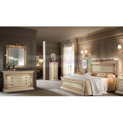 LEONARDO LUX łoże King  - 180 x 200 cm Z DEKORACJĄ - ekskluzywny komplet do sypialni z meandrem Versace