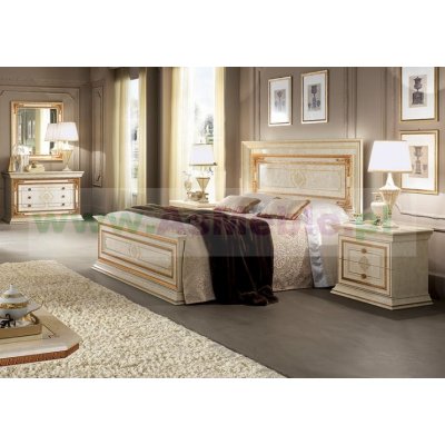  LEONARDO LUX  Łóżko włoskie / rozmiar queen - 160x200 cm BEZ DEKORACIJ -  ekskluzywny komplet do sypialni z meandrem Versace, włoskie meble