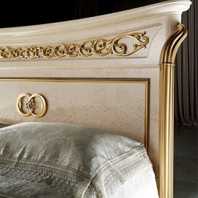  MELODIA - ekskluzywne łoże  KING 200 - 180/200 x 200 cm do sypialni z meandrem Versace, włoskie meble 