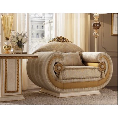  LEONARDO Fotel z poduszkami   KAT -EXRTA -  ekskluzywny komplet do jadalni z meandrem Versace, włoskie meble
