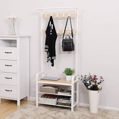  INDUSTRIAL stojący wieszak w kolorze białym h. 183 cm, garderoba do przedpokoju