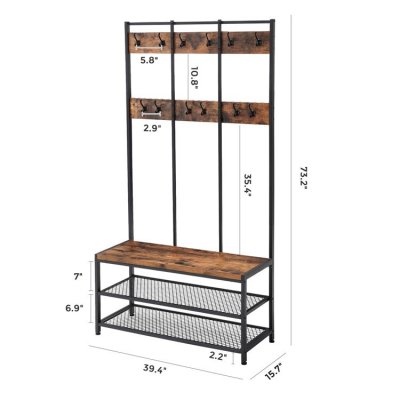  INDUSTRIAL loftowy metalowy wieszak z ławką na buty