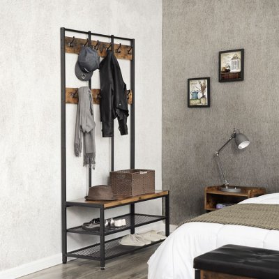 INDUSTRIAL loftowy metalowy wieszak z ławką na buty