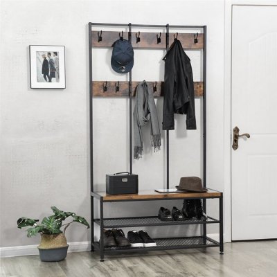  INDUSTRIAL loftowy metalowy wieszak z ławką na buty