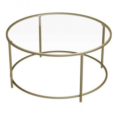  INDUSTRIAL stolik szklany okrągły  fi 90 cm złoty 