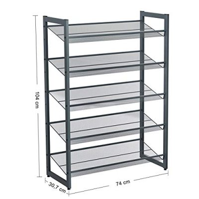   INDUSTRIAL Stojak na buty 5 poziomów z metalowej siatki organizer h. 104 cm
