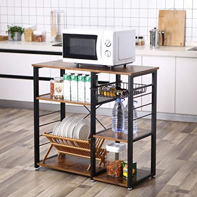 INDUSTRIAL- stolik, pomocnik kuchenny w stylu vintage z półkami i pojemnikiem 