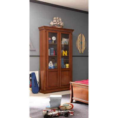  SALA  duża biblioteka  z 2 drzwiami przeszkolonymi kolor czereśni włoskie meble stylowe