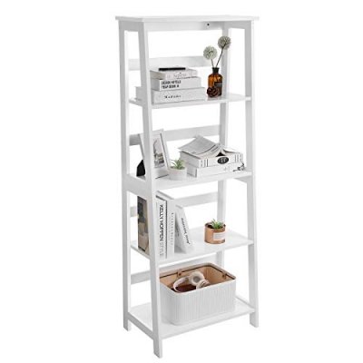 INDUSTRIAL-  Regał drewniany , biblioteczka drabinowa biała , 4-poziomowy h. 148 cm