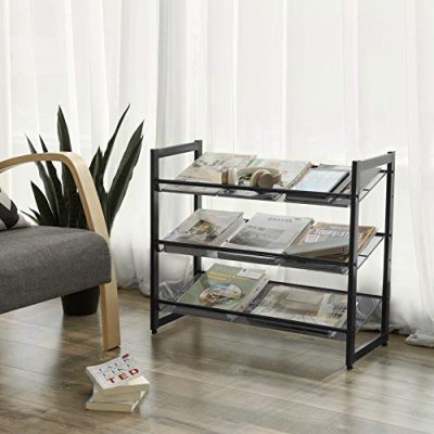 INDUSTRIAL metalowy regał 3 poziomowy w kolorze czarnym h 63cm