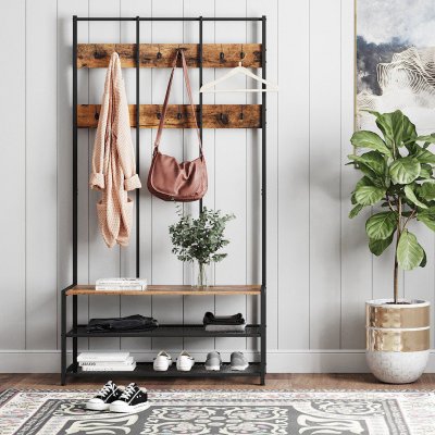  INDUSTRIAL loftowy metalowy wieszak z ławką na buty