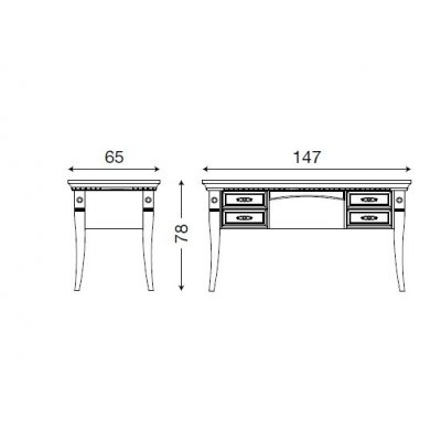  SALA CHERRY  biurko drewniane 147/76 cm kolor czereśni włoskie meble stylowe