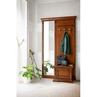  SALA HOL Mała Skrzynia do Przedpokoju 68 cm – Włoska Ławka Drewniana, Czereśnia