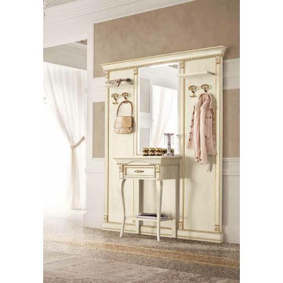  SALA  HOL Mała Konsola Drewniana 68 cm – Włoski Stolik z Szufladą, Czereśnia/Biel