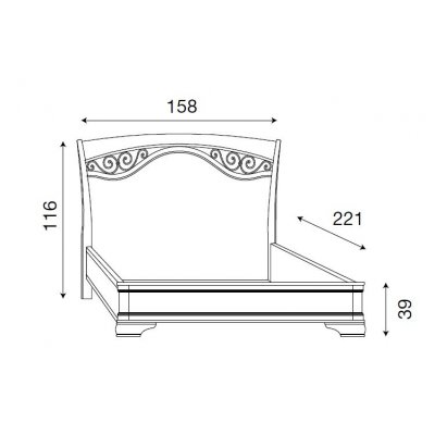  SALA BIANCO Ferro Legno Łóżko 140x200 cm z zagłówkiem, z żelaznymi fryzami i pierścieniowym ringiem, włoskie meble klasyczne