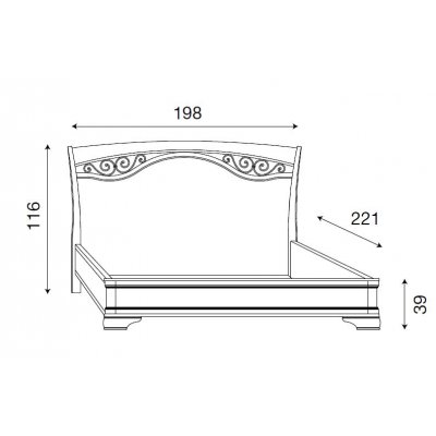  SALA BIANCO Ferro Legno Łóżko 160x200 cm z zagłówkiem, z żelaznymi fryzami i pierścieniowym ringiem, włoskie meble klasyczne