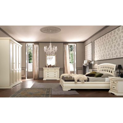  SALA BIANCO Łóżko 160x200 cm Traforata zagłówek i podnóżek, ring - włoskie meble klasyczne