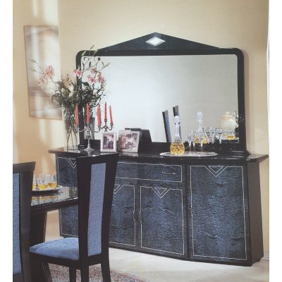  RIMINI - włoski komplet mebli do jadalni i salonu czarny połysk