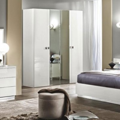  ONDA White - szafa 6/D bez luster, meble włoskie Art Deco w kolorze białym