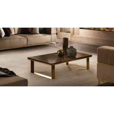 ESSENZA stolik ława 120 x 68 x 35cm. Włoski Stolik Kawowy w Optyce Brązowego Marmuru w Połysku  