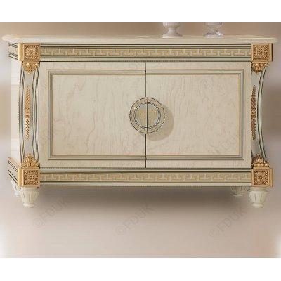 LIBERTY włoska bufet 2 drzwiowy w połysku jasny beż  meandrem Versace.