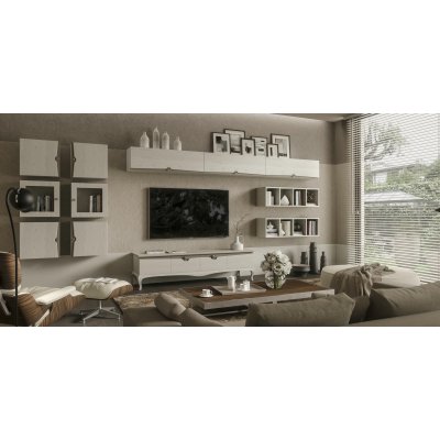  GRIFONI - włoska komoda RTV drewniana 247 cm jesion, eklektyczna  nowoczesna klasyka