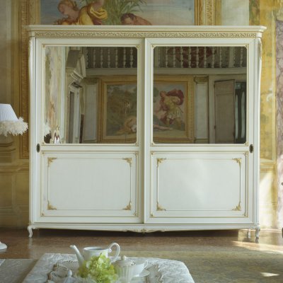  VILLA - włoska drewniana szafa dwudrzwiowa z lustrami