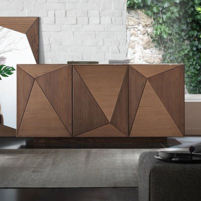 MODERNI - włoska komoda drewniana trzy drzwiowa "Geometria"