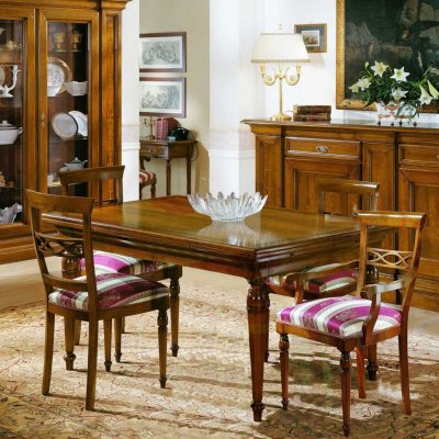  LA CASA włoski drewniany fotel z tapicerowanym siedziskiem