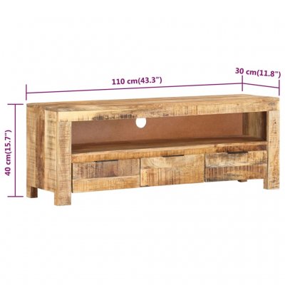  Szafka pod telewizor surowe drewno mango 110x30x40 cm
