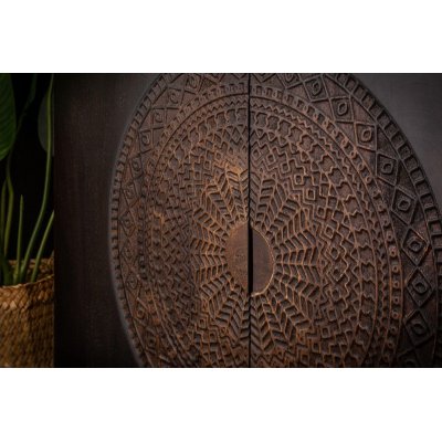  komoda drewniana  MANDALA 177cm brązowa, podstawa złota