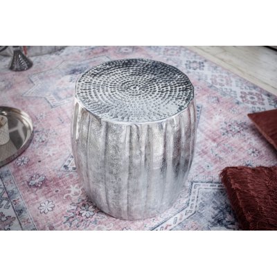  Stolik kawowy Marrakach 42 cm. aluminiowy srebrny